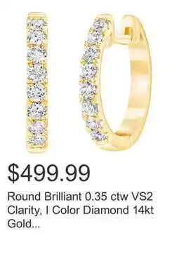 Costco Round Brilliant 0.35 ctw VS2 Clarity, I Color Diamond 14kt Gold Hoop Earrings offer
