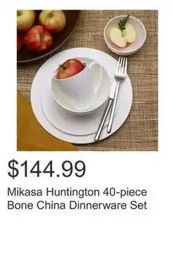 Costco Mikasa Huntington 40-piece Bone China Dinnerware Set offer