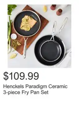 Costco Henckels Paradigm Ceramic 3-piece Fry Pan Set offer