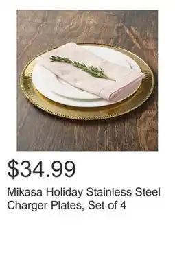 Costco Mikasa Holiday Stainless Steel Charger Plates, Set of 4 offer