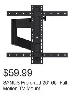 Costco SANUS Preferred 26-65 Full-Motion TV Mount offer