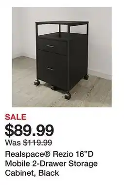 Office Depot Realspace Rezio 16D Mobile 2-Drawer Storage Cabinet, Black offer