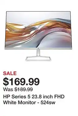 Office Depot HP Series 5 23.8 inch FHD White Monitor - 524sw offer