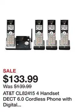 Office Depot AT&T CL82415 4 Handset DECT 6.0 Cordless Phone with Digital Answering System offer