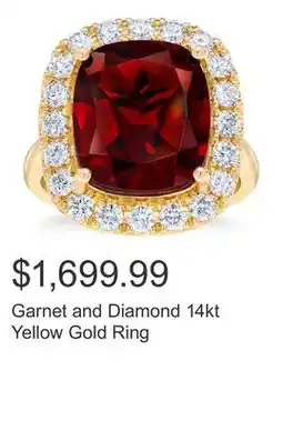 Costco Garnet and Diamond 14kt Yellow Gold Ring offer
