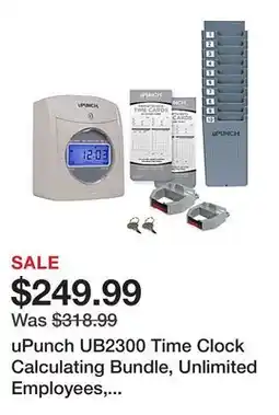 Office Depot uPunch UB2300 Time Clock Calculating Bundle, Unlimited Employees, 10H x 11W x 12D, Gray offer