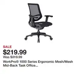 Office Depot WorkPro 1000 Series Ergonomic Mesh/Mesh Mid-Back Task Office Chair, Black/Black, BIFMA Compliant offer