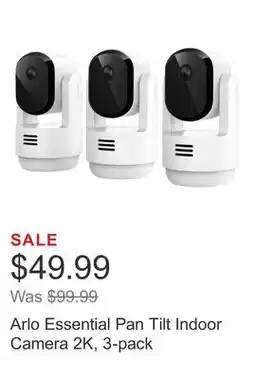 Costco Arlo Essential Pan Tilt Indoor Camera 2K, 3-pack offer