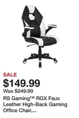 Office Depot RS Gaming RGX Faux Leather High-Back Gaming Office Chair, Black/White, BIFMA Compliant offer