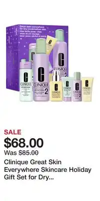 Ulta Beauty Clinique Great Skin Everywhere Skincare Holiday Gift Set for Dry Combination Skin offer