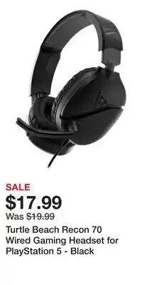 Game Stop Turtle Beach Recon 70 Wired Gaming Headset for PlayStation 5 - Black offer