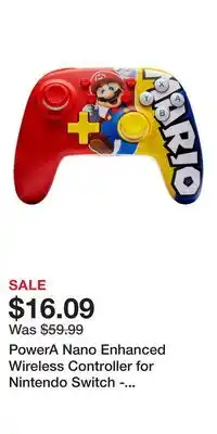 Game Stop PowerA Nano Enhanced Wireless Controller for Nintendo Switch - Mario Victory offer