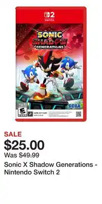 Game Stop Sonic X Shadow Generations - Nintendo Switch 2 offer