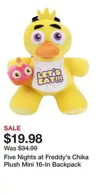 Game Stop Five Nights at Freddy's Chika Plush Mini 16-In Backpack offer