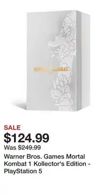 Game Stop Warner Bros. Games Mortal Kombat 1 Kollector's Edition - PlayStation 5 offer