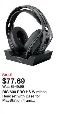 Game Stop RIG 800 PRO HS Wireless Headset with Base for PlayStation 4 and PlayStation 5 offer