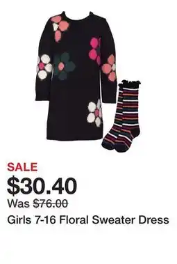Belk Girls 7-16 Floral Sweater Dress offer