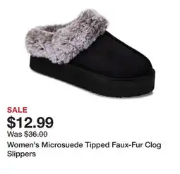 Belk Women's Microsuede Tipped Faux-Fur Clog Slippers offer