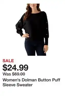Belk Women's Dolman Button Puff Sleeve Sweater offer