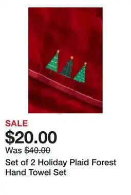Belk Set of 2 Holiday Plaid Forest Hand Towel Set offer