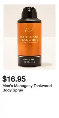 Bath & Body Works Men's Mahogany Teakwood Body Spray offer