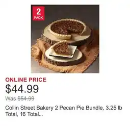 Costco Collin Street Bakery 2 Pecan Pie Bundle, 3.25 lb Total, 16 Total Servings offer