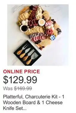 Costco Platterful, Charcuterie Kit - 1 Wooden Board & 1 Cheese Knife Set Included offer