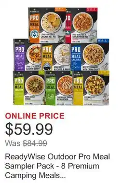 Costco ReadyWise Outdoor Pro Meal Sampler Pack - 8 Premium Camping Meals (2 Servings Per Pouch) offer