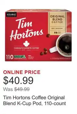 Costco Tim Hortons Coffee Original Blend K-Cup Pod, 110-count offer