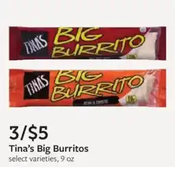 Fareway Tina's Big Burritos offer