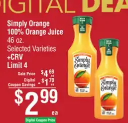 Smart & Final Simply Orange 100% Orange Juice offer