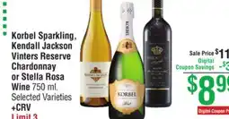 Smart & Final Korbel Sparkling, Kendall Jackson Vinters Reserve Chardonnay or Stella Rosa Wine offer