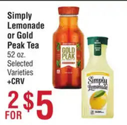 Smart & Final Simply Lemonade or Gold Peak Tea offer