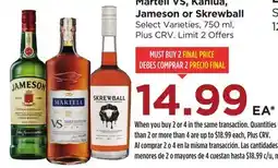 Food 4 Less Martell VS, Kahlua, Jameson or Skrewball offer
