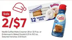 Stater Bros Nestlé Coffee Mate Creamer 28 or 32 fl oz. or Entenmann's Baked Goods 8.25 to 18.5 oz offer