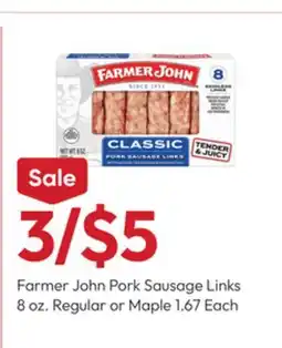 Stater Bros Farmer John Pork Sausage Links offer
