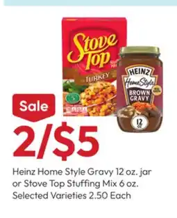 Stater Bros Heinz Home Style Gravy 12 oz. jar or Stove Top Stuffing Mix 6 oz offer