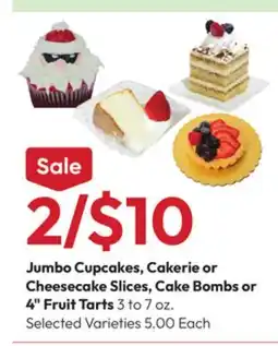 Stater Bros Jumbo Cupcakes, Cakerie or Cheesecake Slices, Cake Bombs or 4 Fruit Tarts offer