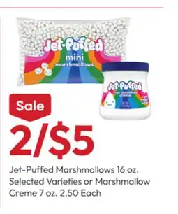 Stater Bros Jet-Puffed Marshmallows 16 oz. Selected Varieties or Marshmallow Creme 7 oz offer