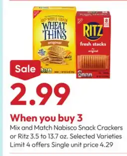Stater Bros Nabisco Snack Crackers or Ritz offer