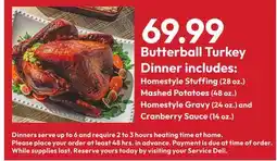 Stater Bros Butterball Turkey Dinner offer