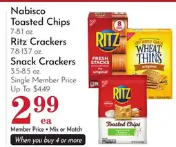 Pavilions Nabisco Toasted Chips 7-8.1 oz. Ritz Crackers 7.8-13.7 oz. Snack Crackers 3.5-8.5 oz offer