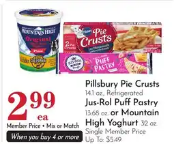 Pavilions Pillsbury Pie Crusts 14.1 oz., Jus-Rol Puff Pastry 13.68 oz. or Mountain High Yoghurt 32 oz offer