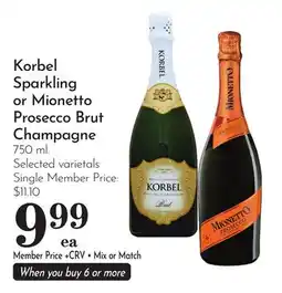 Pavilions Korbel Sparkling or Mionetto Prosecco Brut Champagne offer