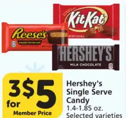 Pavilions Hershey's Single Serve Candy offer