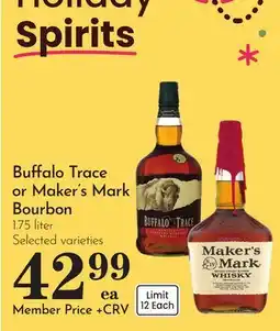 Pavilions Buffalo Trace or Maker's Mark Bourbon offer
