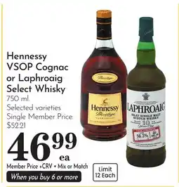 Pavilions Hennessy VSOP Cognac or Laphroaig Select Whisky offer
