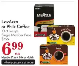 Pavilions LavAzza or Philz Coffee offer