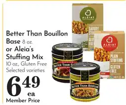 Pavilions Better Than Bouillon Base 8 oz. or Aleia's Stuffing Mix 10 oz offer