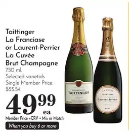 Pavilions Taittinger La Franciase or Laurent-Perrier La Cuvée Brut Champagne offer